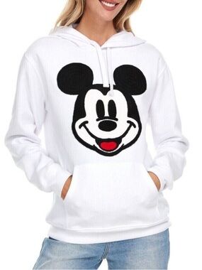 Disney Mickey Mouse Crochet White Pullover Hoodie Size Medium